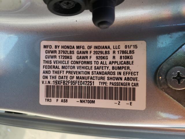 Photo 10 from auction – 2015 HONDA CIVIC EXL with VIN 19XFB2F95FE042251