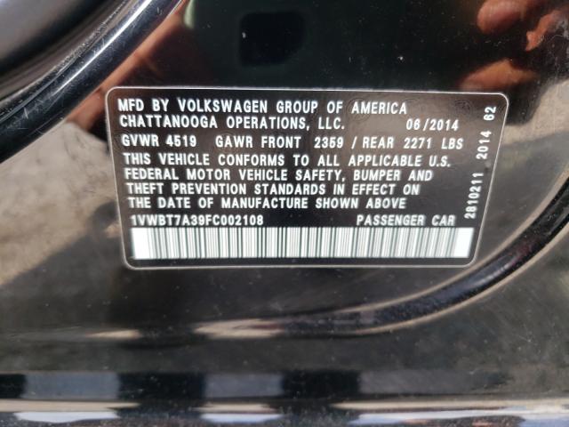 Photo 10 from auction – 2015 VOLKSWAGEN PASSAT with VIN 1VWBT7A39FC002108
