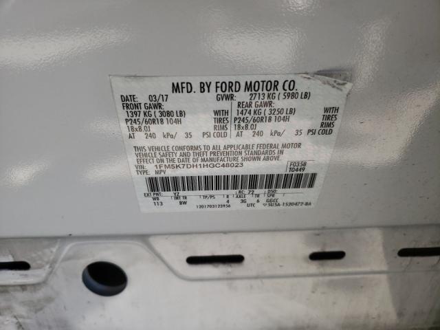 Photo 10 from auction – 2017 FORD EXPLORER X with VIN 1FM5K7DH1HGC48023