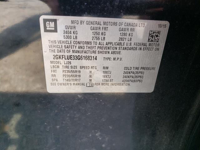 Photo 10 from auction – 2016 GMC TERRAIN SL with VIN 2GKFLUE33G6168314