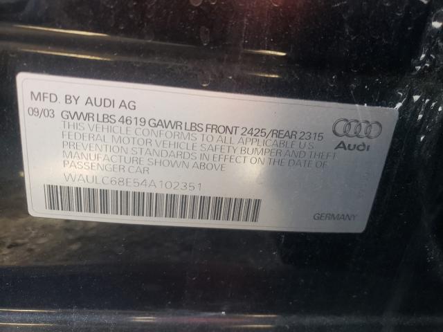 Photo 10 from auction – 2004 AUDI A4 1.8T QU with VIN WAULC68E54A102351
