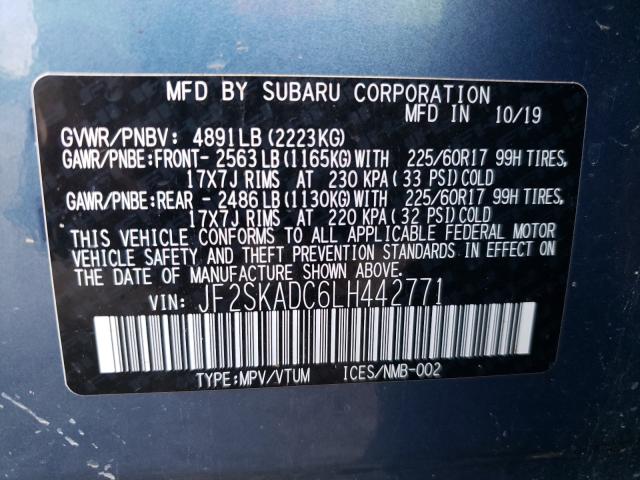 Photo 10 from auction – 2020 SUBARU FORESTER with VIN JF2SKADC6LH442771