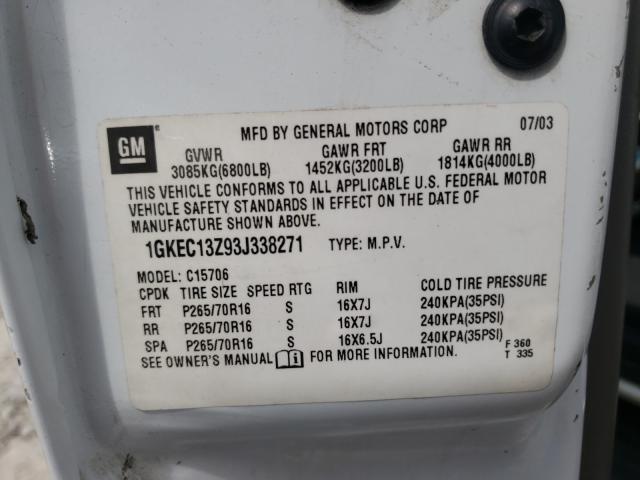 Photo 10 from auction – 2003 GMC YUKON with VIN 1GKEC13Z93J338271