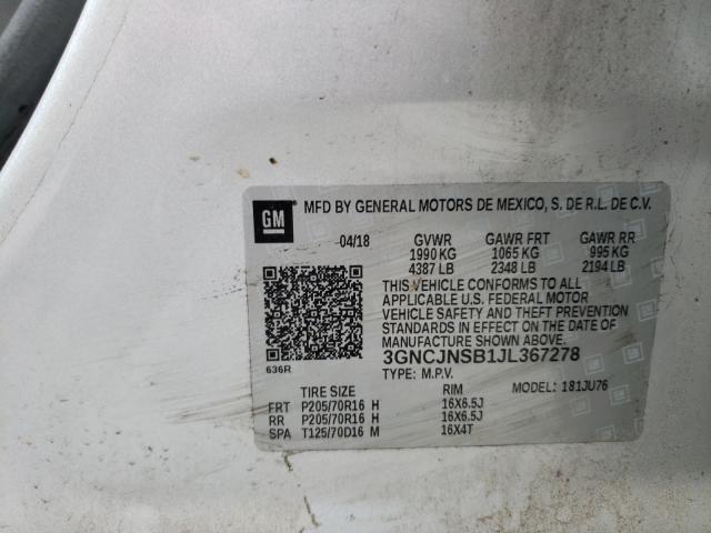 Photo 10 from auction – 2018 CHEVROLET TRAX LS with VIN 3GNCJNSB1JL367278