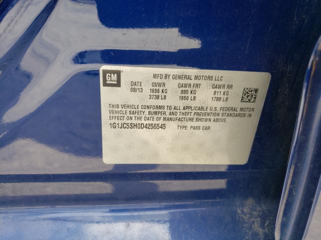 Photo 10 from auction – 2013 CHEVROLET SONIC LT with VIN 1G1JC5SH0D4256545