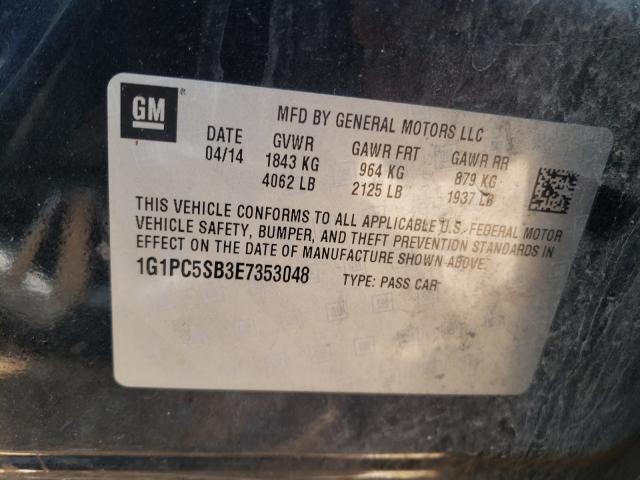 Photo 10 from auction – 2014 CHEVROLET CRUZE LT with VIN 1G1PC5SB3E7353048
