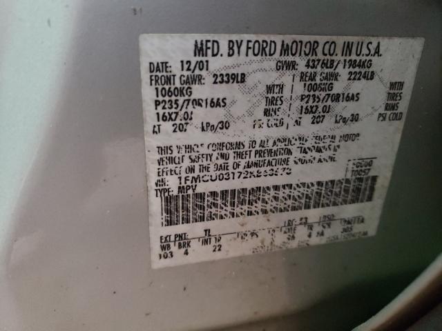 Photo 10 from auction – 2002 FORD ESCAPE XLT with VIN 1FMCU03172KB63673
