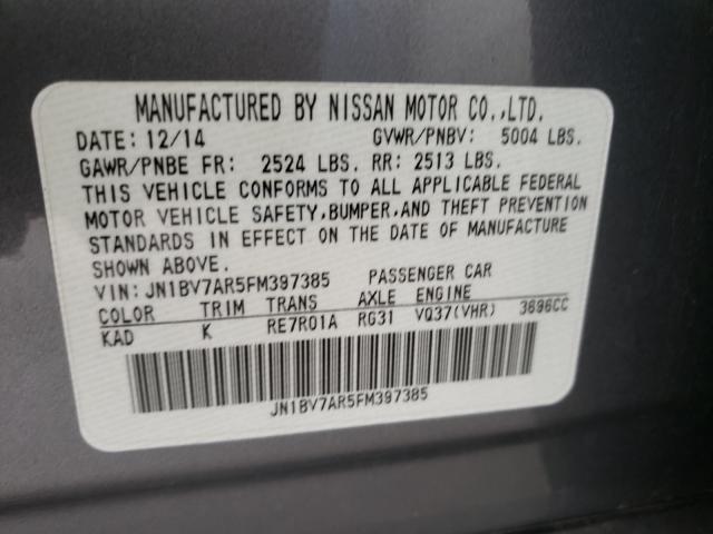 Photo 10 from auction – 2015 INFINITI Q50 BASE with VIN JN1BV7AR5FM397385