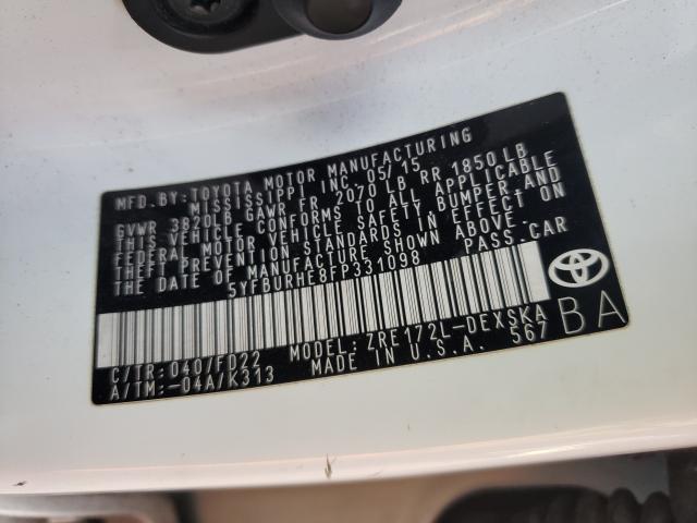 Photo 10 from auction – 2015 TOYOTA COROLLA with VIN 5YFBURHE8FP331098