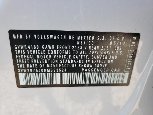 Photo 10 from auction – 2017 VOLKSWAGEN JETTA S with VIN 3VW2B7AJ0HM393524
