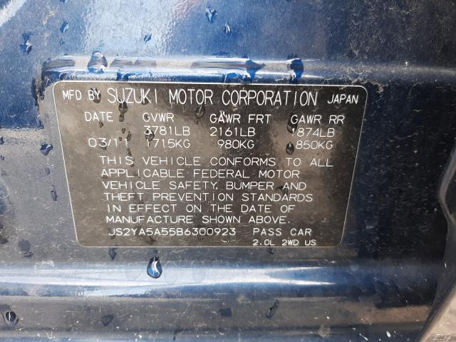 Photo 10 from auction – 2011 SUZUKI SX4 with VIN JS2YA5A55B6300923