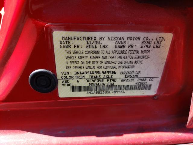 Photo 10 from auction – 2005 NISSAN SENTRA SE- with VIN 3N1AB51D35L489956
