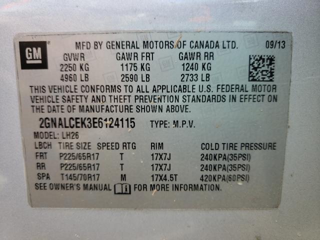 Photo 10 from auction – 2014 CHEVROLET EQUINOX LT with VIN 2GNALCEK3E6124115