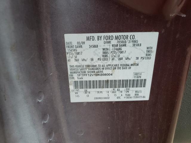 Photo 10 from auction – 2009 FORD F150 with VIN 1FTPF12V19KB98004