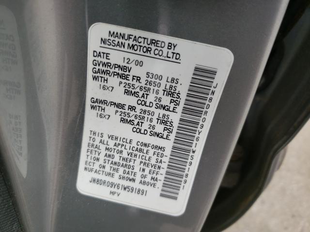 Photo 10 from auction – 2001 NISSAN PATHFINDER with VIN JN8DR09Y61W591891