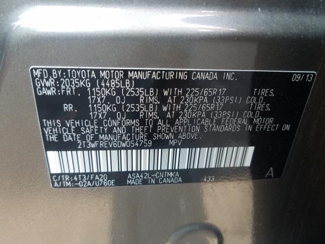 Photo 10 from auction – 2013 TOYOTA RAV4 XLE with VIN 2T3WFREV6DW054759