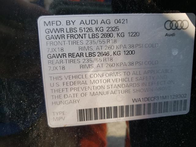 Photo 10 from auction – 2021 AUDI Q3 PREMIUM with VIN WA1DECF31M1129302