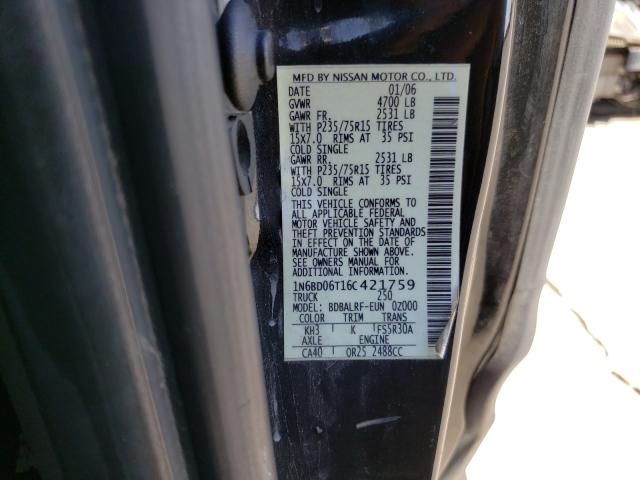 Photo 10 from auction – 2006 NISSAN FRONTIER K with VIN 1N6BD06T16C421759