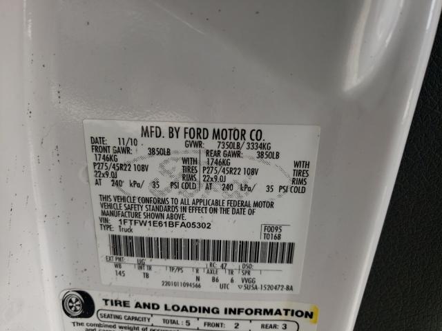 Photo 10 from auction – 2011 FORD F150 SUPER with VIN 1FTFW1E61BFA05302