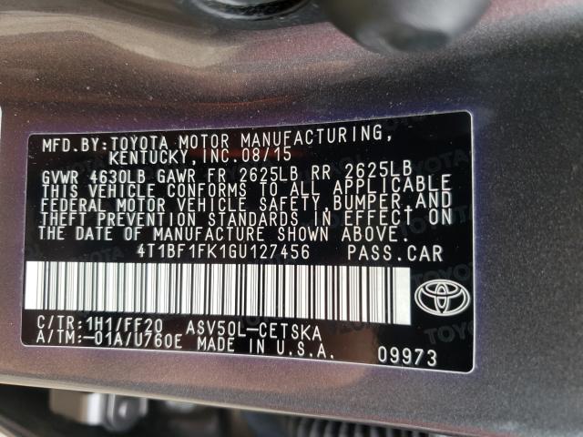 Photo 10 from auction – 2016 TOYOTA CAMRY LE with VIN 4T1BF1FK1GU127456
