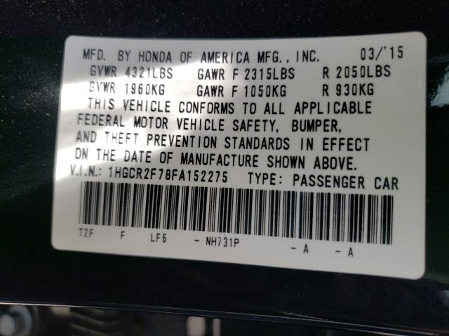 Photo 10 from auction – 2015 HONDA ACCORD EX with VIN 1HGCR2F78FA152275