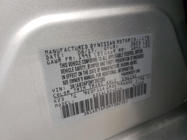 Photo 10 from auction – 2017 NISSAN SENTRA S with VIN 3N1AB7AP3HY382385