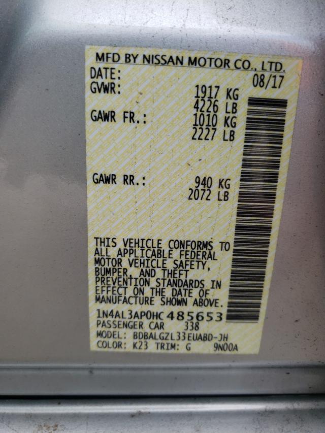 Photo 10 from auction – 2017 NISSAN ALTIMA 2.5 with VIN 1N4AL3AP0HC485653