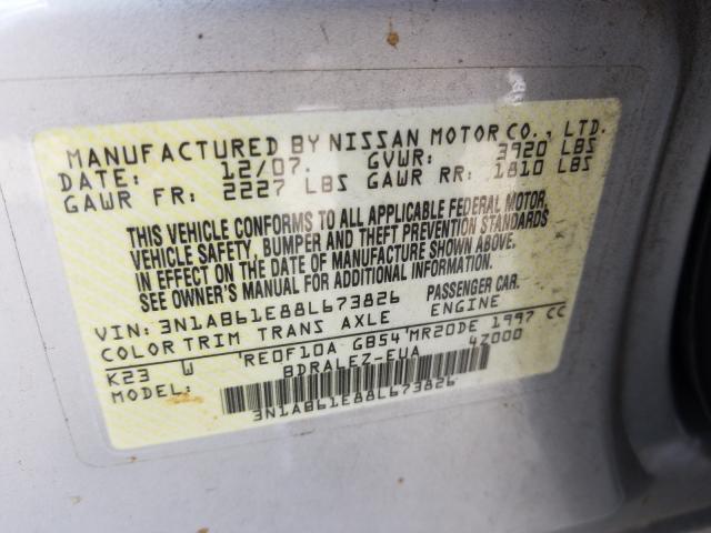 Photo 10 from auction – 2008 NISSAN SENTRA 2.0 with VIN 3N1AB61E88L673826