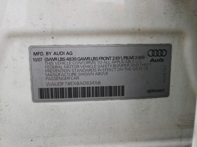 Photo 10 from auction – 2008 AUDI A4 2.0T QU with VIN WAUDF78EX8A093458