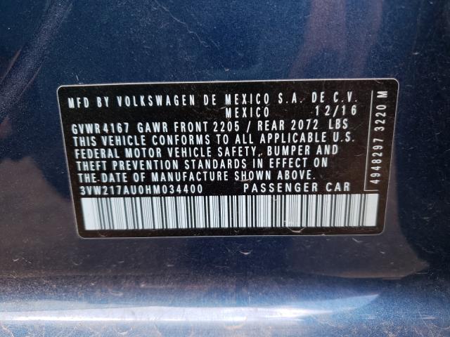 Photo 10 from auction – 2017 VOLKSWAGEN GOLF S with VIN 3VW217AU0HM034400