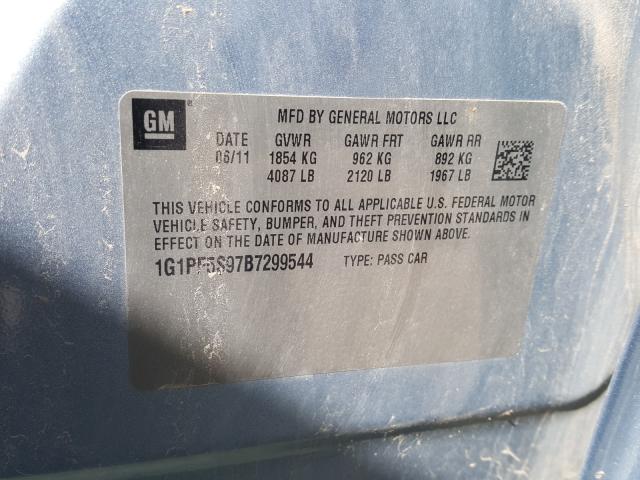 Photo 10 from auction – 2011 CHEVROLET CRUZE LT with VIN 1G1PF5S97B7299544