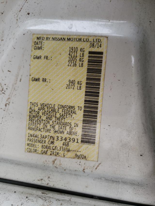 Photo 10 from auction – 2015 NISSAN ALTIMA 2.5 with VIN 1N4AL3AP7FN334391