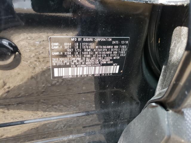Photo 10 from auction – 2019 SUBARU ASCENT PRE with VIN 4S4WMACD5K3444667