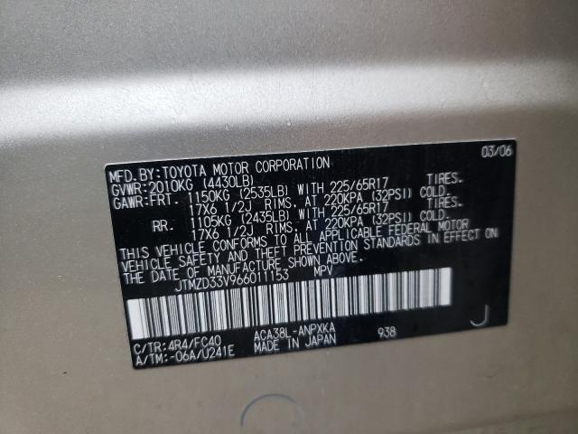 Photo 10 from auction – 2006 TOYOTA RAV4 with VIN JTMZD33V966011153