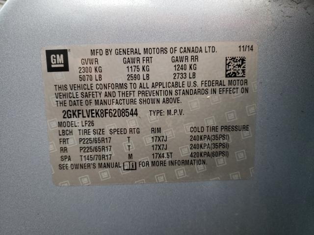 Photo 10 from auction – 2015 GMC TERRAIN SL with VIN 2GKFLVEK8F6208544