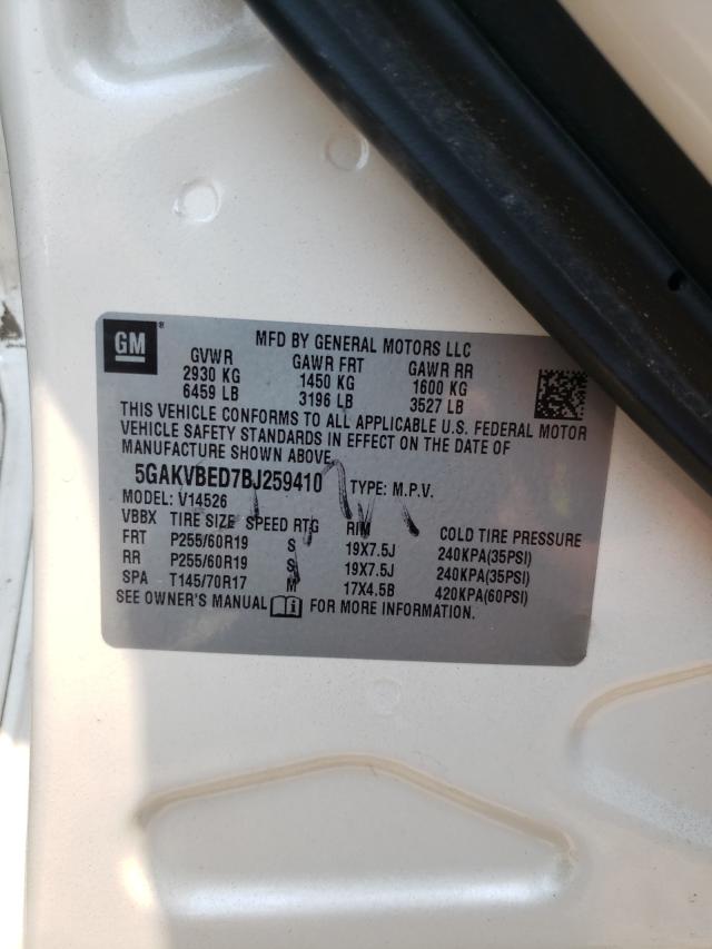 Photo 10 from auction – 2011 BUICK ENCLAVE CX with VIN 5GAKVBED7BJ259410