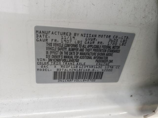 Photo 10 from auction – 2020 NISSAN VERSA SR with VIN 3N1CN8FV0LL845702