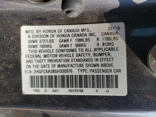 Photo 10 from auction – 2016 HONDA CIVIC LX with VIN 2HGFC4A58GH300976