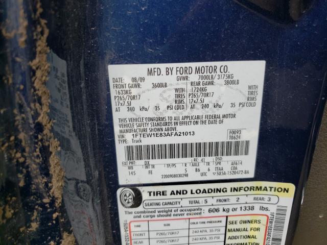Photo 10 from auction – 2010 FORD F150 SUPER with VIN 1FTEW1E83AFA21013