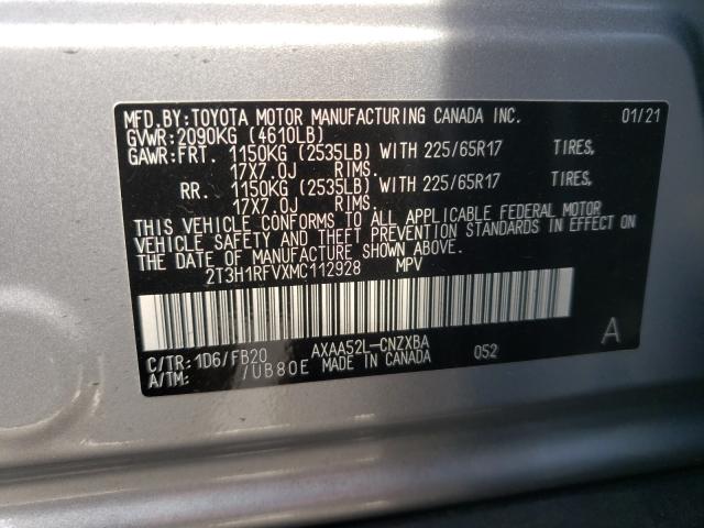 Photo 10 from auction – 2021 TOYOTA RAV4 LE with VIN 2T3H1RFVXMC112928