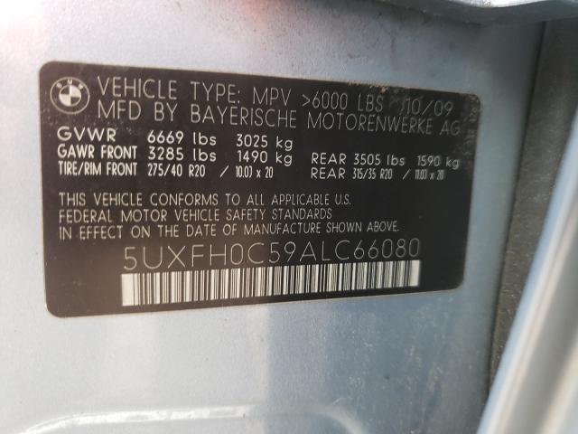 Photo 10 from auction – 2010 BMW X6 HYBRID with VIN 5UXFH0C59ALC66080