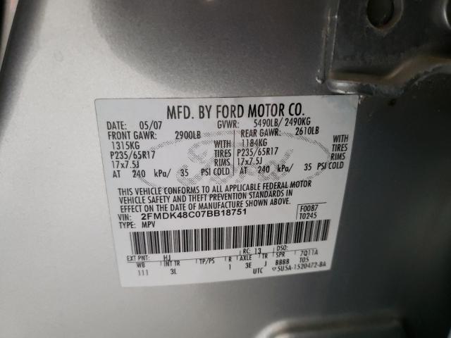 Photo 10 from auction – 2007 FORD EDGE SEL with VIN 2FMDK48C07BB18751
