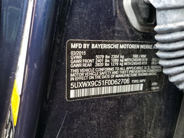 Photo 10 from auction – 2015 BMW X3 XDRIVE2 with VIN 5UXWX9C51F0D62706