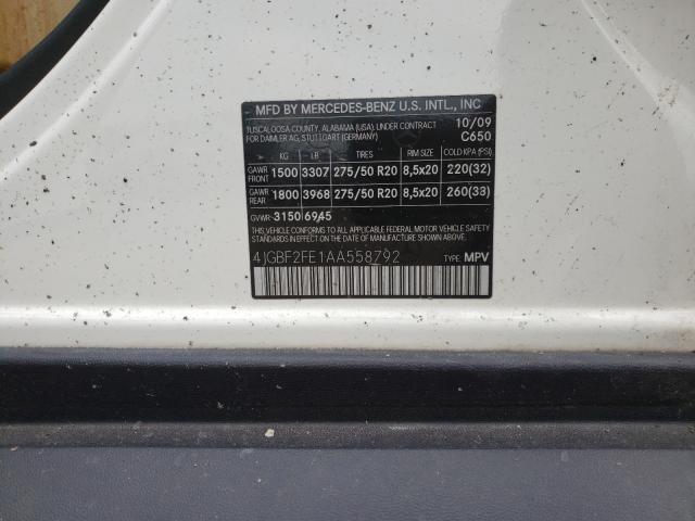 Photo 10 from auction – 2010 MERCEDES-BENZ GL 350 BLU with VIN 4JGBF2FE1AA558792