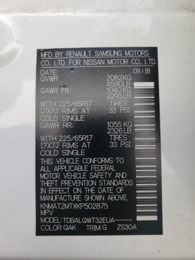 Photo 10 from auction – 2019 NISSAN ROGUE S with VIN KNMAT2MTXKP502875