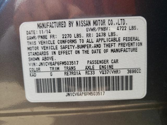 Photo 10 from auction – 2015 INFINITI Q40 with VIN JN1CV6AP6FM503517