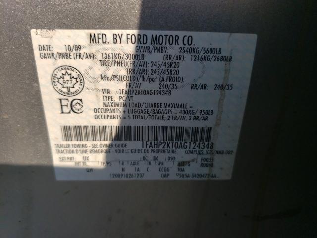 Photo 10 from auction – 2010 FORD TAURUS SHO with VIN 1FAHP2KT0AG124348