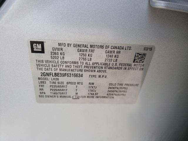 Photo 10 from auction – 2015 CHEVROLET EQUINOX LT with VIN 2GNFLBE39F6316634