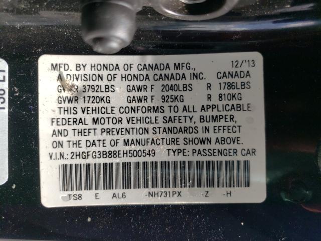 Photo 10 from auction – 2014 HONDA CIVIC EX with VIN 2HGFG3B88EH500549