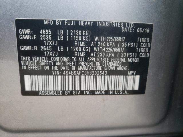 Photo 10 from auction – 2017 SUBARU OUTBACK 2. with VIN 4S4BSAFC9H3202643